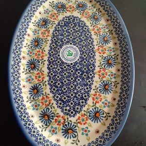 EXQUISITE NEW Boleslaweic Wiza Poland 8"x12" Oval Platter.